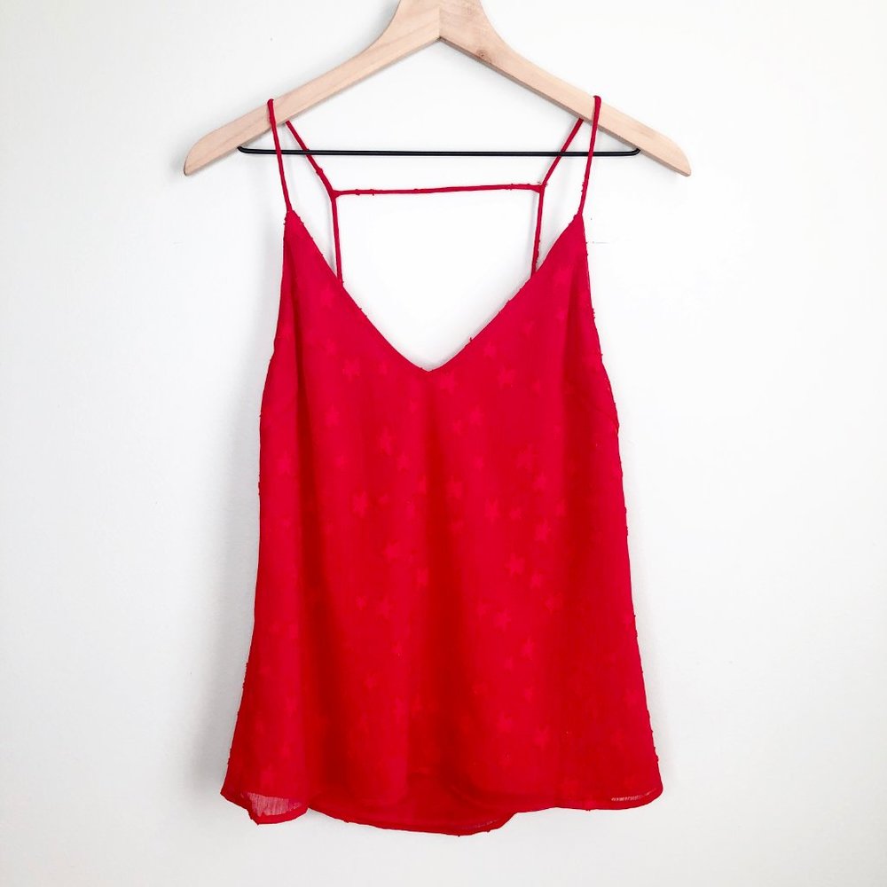 By The Way Open Back Strappy Star Top Red